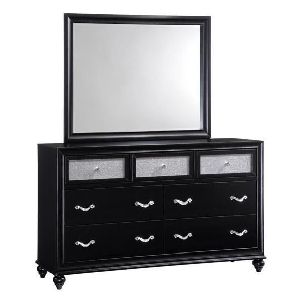 Barzini 7-Drawer Dresser with Mirror - Black