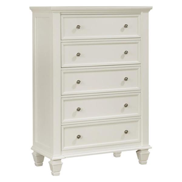 Sandy Beach 5-Drawer Bedroom Chest - Cream White