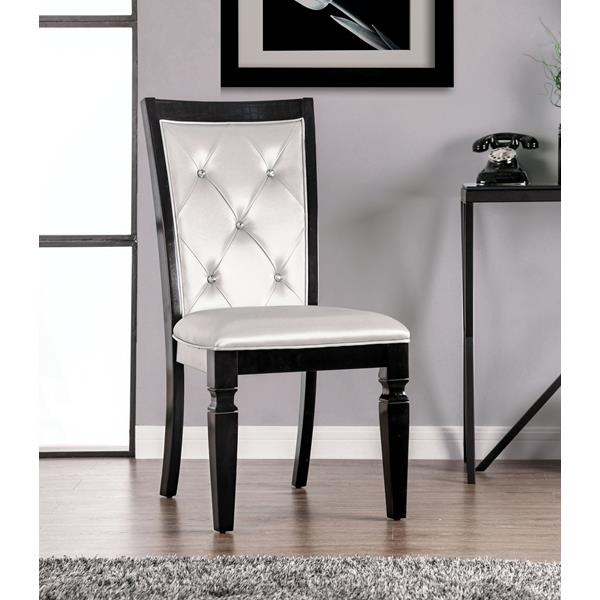 Morgen Contemporary Tufted Side Chairs in Black and Silver - Set of Two - FOA1058