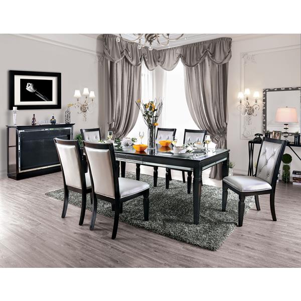 Morgen Contemporary Tufted Side Chairs in Black and Silver - Set of Two - FOA1058