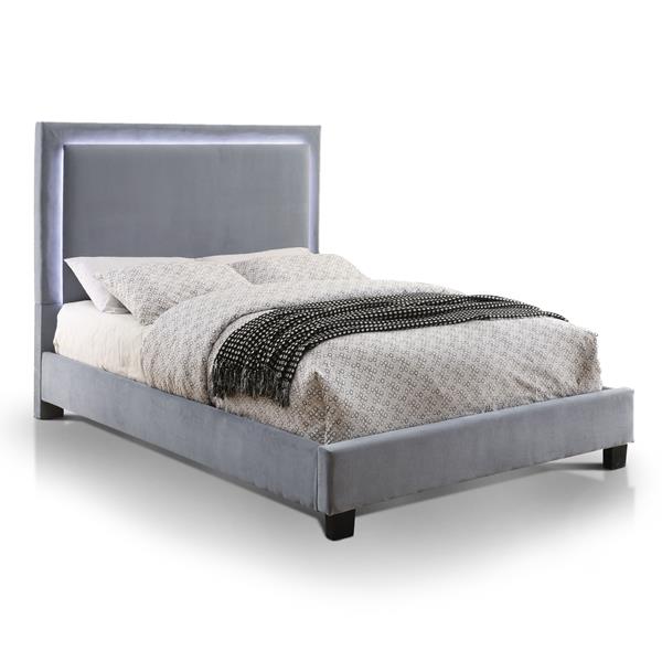 Drew Contemporary Flannelette Queen Platform Bed 