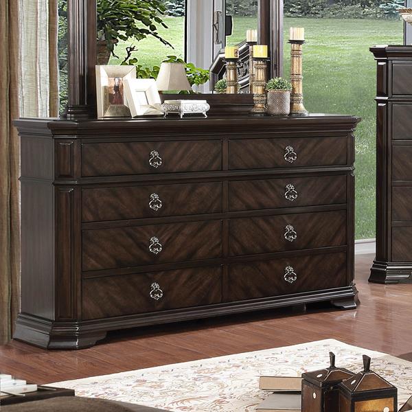 Vayela Traditional 8-Drawer Dresser - Espresso 