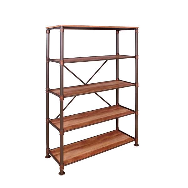 Ferrand Industrial 4-Shelf Bookshelf - Antique Black 