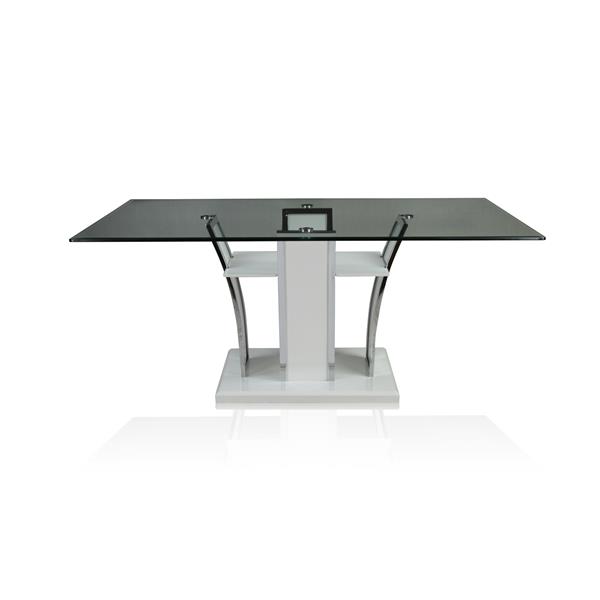 Vaqua Contemporary Glass Top Dining Table in White 