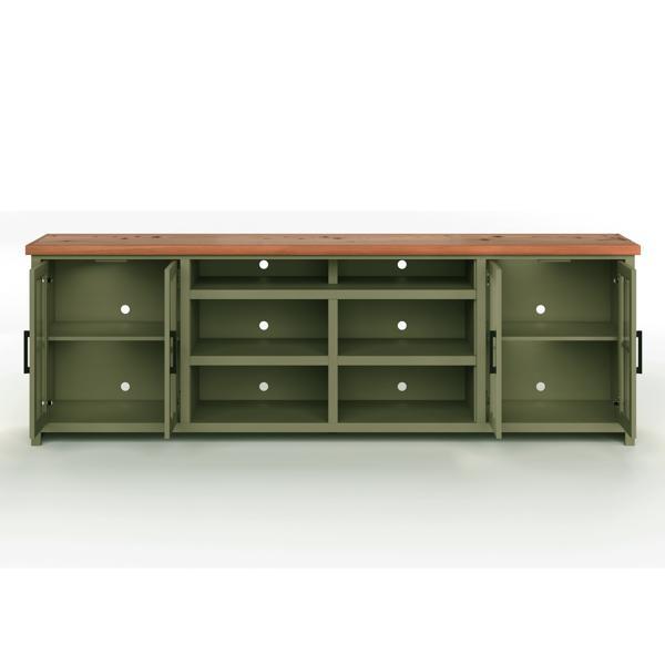 Vineyard 96" TV Stand Console for TVs up to 100 inches - No Assembly Requried - Sage Green and Fruitwood Finish - LGH1146