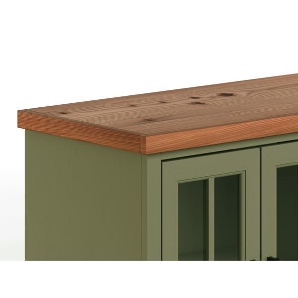 Vineyard 96" TV Stand Console for TVs up to 100 inches - No Assembly Requried - Sage Green and Fruitwood Finish - LGH1146