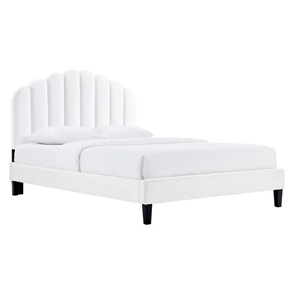 Daisy Performance Velvet Twin Platform Bed - White 