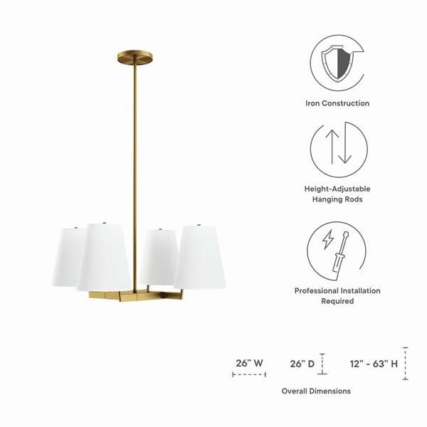 Mercer 4-Light Pendant Light - White Satin Brass - MOD11142