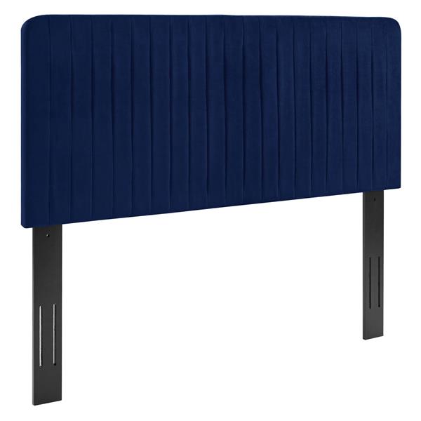 Milenna Channel Tufted Performance Velvet Full/Queen Headboard - Navy 