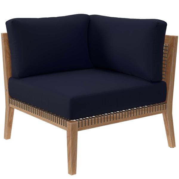 Clearwater Outdoor Patio Teak Wood Corner Chair - Gray Navy 