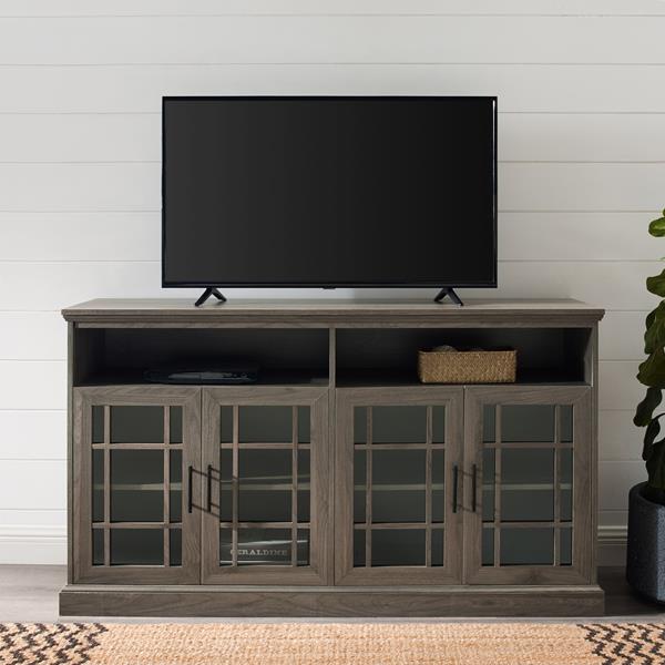 58" Classic Glass Door TV Console - Slate Grey - WEF1861