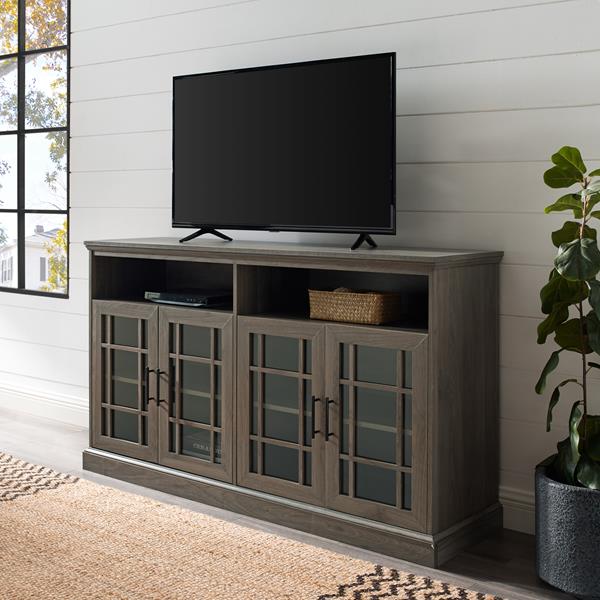 58" Classic Glass Door TV Console - Slate Grey - WEF1861