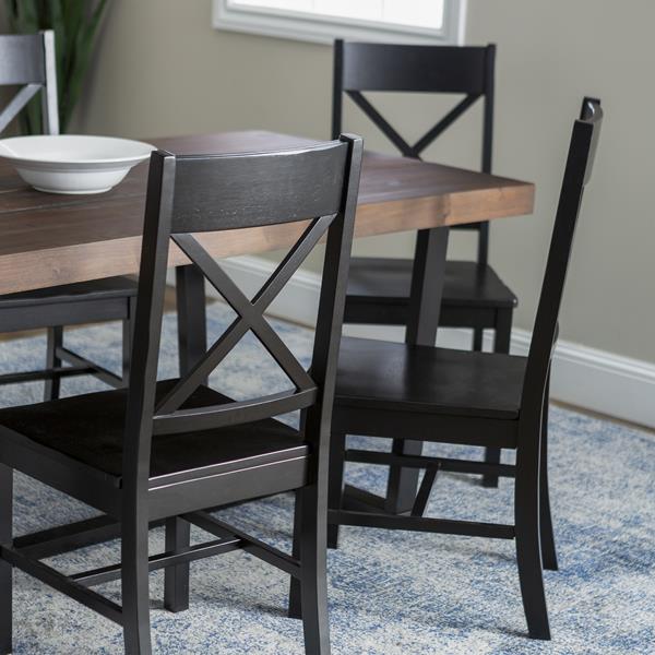 7-Piece Farmhouse Dining Set - Mahogany & Black  - Style A - WEF2438