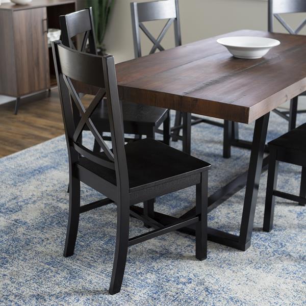 7-Piece Farmhouse Dining Set - Mahogany & Black  - Style A - WEF2438